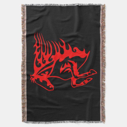 Flaming Fire Red Bronco Mustang Wild Horse Decke (Vorderseite Vertikal)