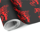 Flaming Fire Red Bronco Mustang Wild Horse Geschenkpapier (Rolleneckpunkt)