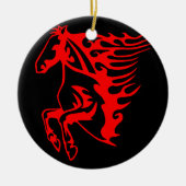 Flaming Fire Red Bronco Mustang Wild Horse Keramik Ornament (Vorne)