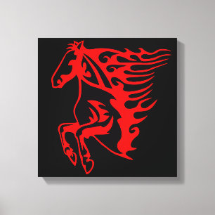 Flaming Fire Red Bronco Mustang Wild Horse Leinwanddruck