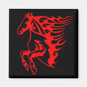 Flaming Fire Red Bronco Mustang Wild Horse Magnet