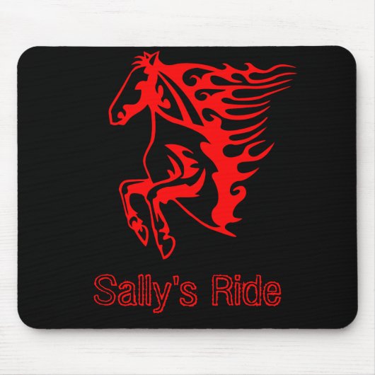 Flaming Fire Red Bronco Mustang Wild Horse Mousepad (Vorne)