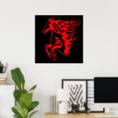 Flaming Fire Red Bronco Mustang Wild Horse Poster (Heimbüro)