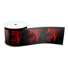 Flaming Fire Red Bronco Mustang Wild Horse Satinband