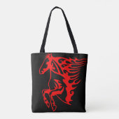 Flaming Fire Red Bronco Mustang Wild Horse Tasche (Rückseite)