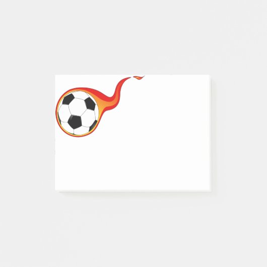 Flaming-Fußball-Ball - Nachhinweise Post-it Klebezettel (Vorderseite)