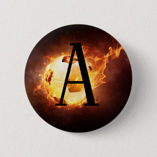 Flaming-Fußball-Monogram-Fußball Button