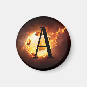 Flaming-Fußball-Monogram-Fußball Magnet