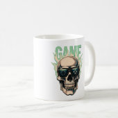 Flaming Gamer Skull – Retro Gaming Power Kaffeetasse (VorderseiteRechts)