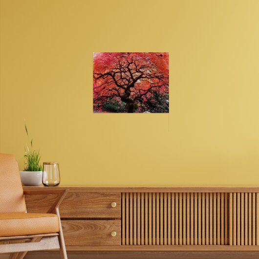 Flaming Gnarly Japanese Maple Tree Poster (Wohnzimmer 2)