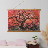 Flaming Gnarly Japanese Maple Tree Wandteppich Mit Holzrahmen (Schlafzimmer)
