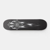 Flaming Goth Skull Cross Skateboard (Horizontal)