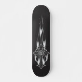 Flaming Goth Skull Cross Skateboard (Vorne)