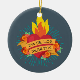 Flaming Heart Dia de los Muertos | Keramik-Ornamen Keramik Ornament