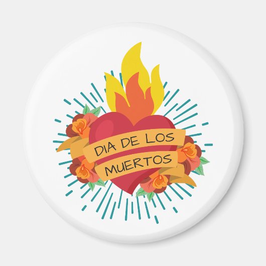 Flaming Heart Dia de los Muertos | Magnet (Vorne)