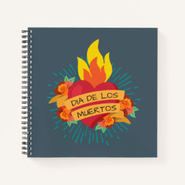 Flaming Heart Dia de los Muertos | Notizbuch