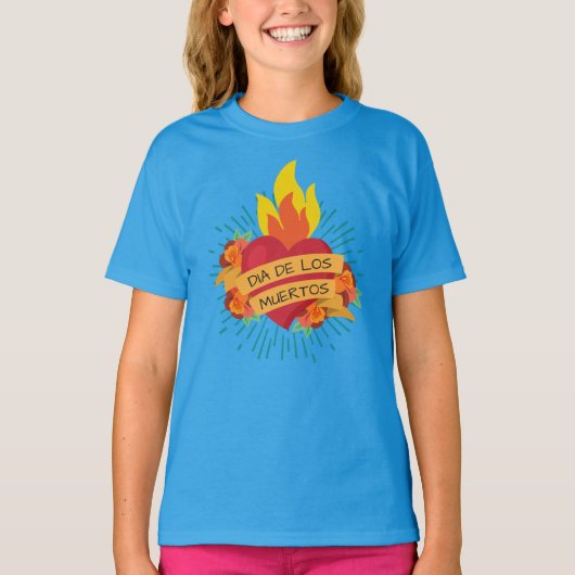 Flaming Heart Dia de los Muertos | Sleeve Shirt (Vorderseite)