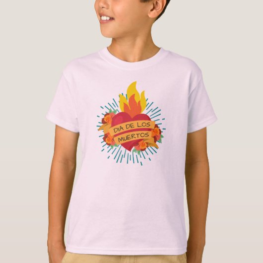 Flaming Heart Dia de los Muertos | Sleeve Shirt (Vorderseite)