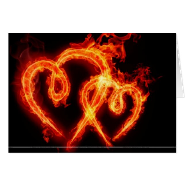 Flaming Heart Valenties Day Card (Vorderseite (Horizontal))