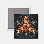 Flaming Heavy Metal Style Mandala Magnet (Vorderseite/Rückseite)