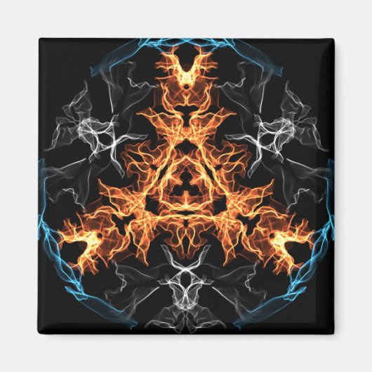 Flaming Heavy Metal Style Mandala Magnet (Vorne)
