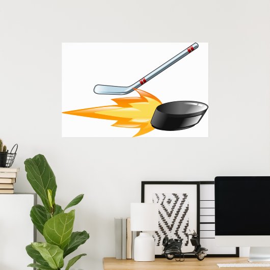 Flaming Hockey Puck Poster (Heimbüro)