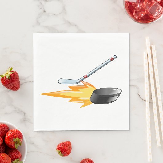Flaming Hockey Puck Serviette