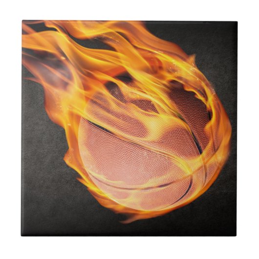 Flaming Hot Fiery Basketball Fliese (Vorderseite)