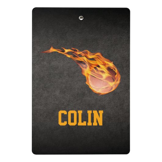 Flaming Hot Fiery Basketball Mini Klemmbrett (Rückseite)