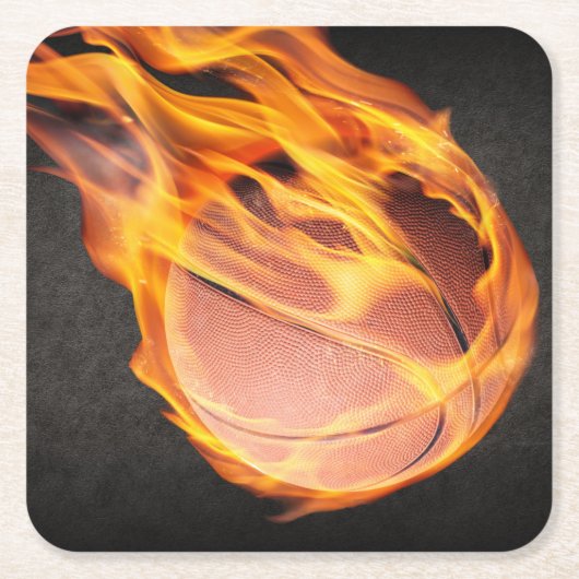Flaming Hot Fiery Basketball Rechteckiger Pappuntersetzer (Vorderseite)