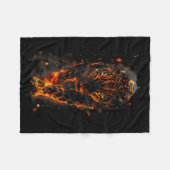 Flaming Jaguar Fierce Leopard Wild Fire Animal Sri Fleecedecke (Vorderseite (Horizontal))