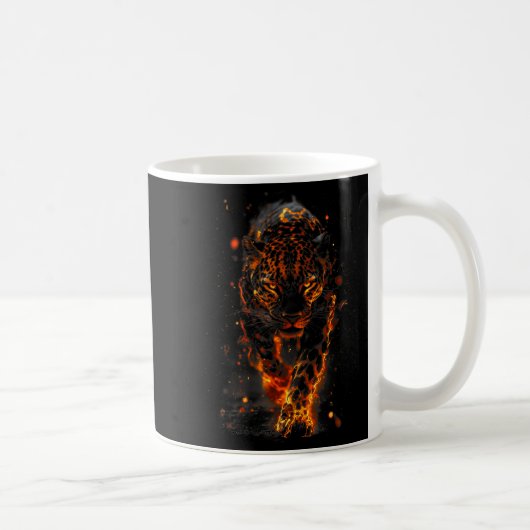 Flaming Jaguar Fierce Leopard Wild Fire Animal Sri Kaffeetasse (Rechts)