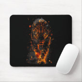 Flaming Jaguar Fierce Leopard Wild Fire Animal Sri Mousepad (Mit Mouse)
