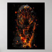 Flaming Jaguar Fierce Leopard Wild Fire Animal Sri Poster (Vorne)