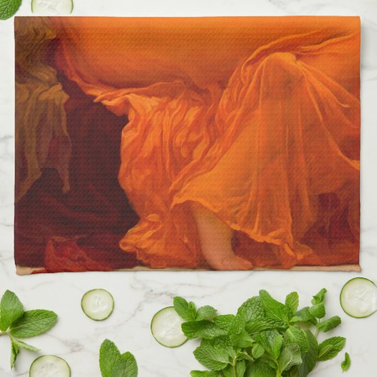 Flaming June von Lord Frederic Leighton Geschirrtuch (Gefaltet)
