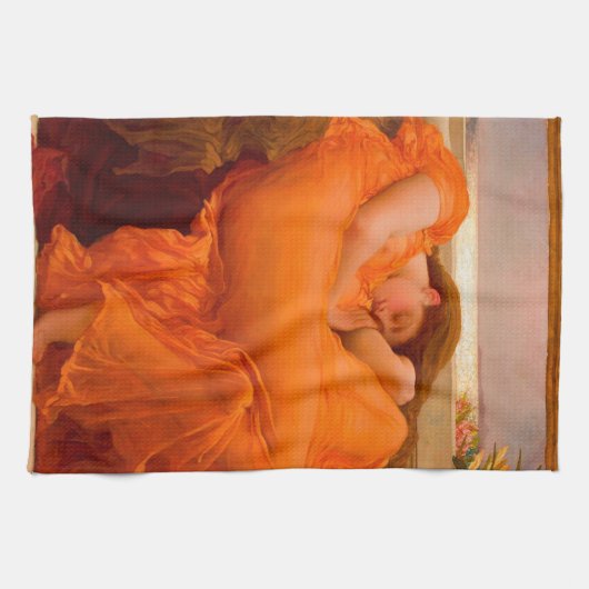 Flaming June von Lord Frederic Leighton Geschirrtuch (Horizontal)