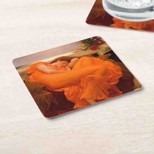Flaming June von Lord Frederic Leighton Rechteckiger Pappuntersetzer (angewinkelt)