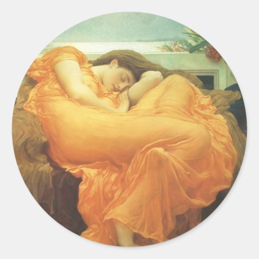 Flaming June von Lord Frederic Leighton Runder Aufkleber (Vorderseite)