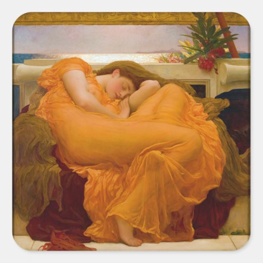 Flaming June von Sir Frederic Leighton Quadratischer Aufkleber (Vorderseite)