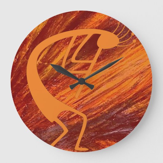 Flaming Kokopelli Große Wanduhr (Vorderseite)