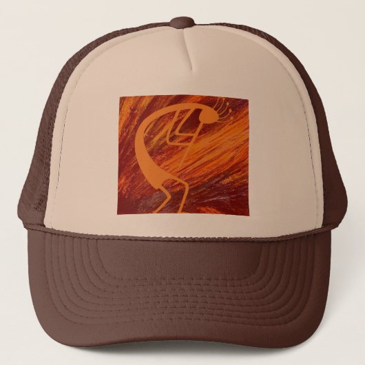 Flaming Kokopelli Truckerkappe (Vorderseite)