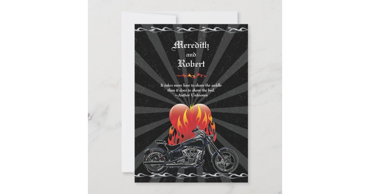 Flaming Liebe Biker Hochzeit Einladung Zazzle.de