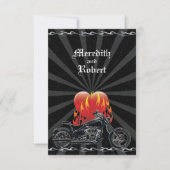 Flaming-Liebe-Biker-Hochzeitsantwort RSVP Karte (Vorderseite)