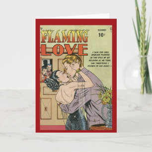 "Flaming Love" Vintage-Comic-Cover-Carte Karte
