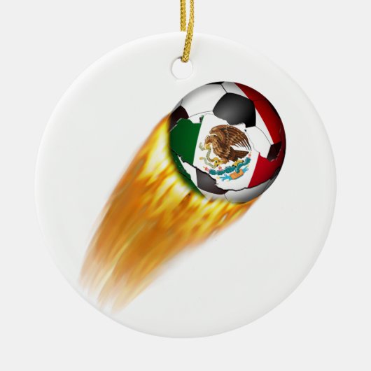 Flaming Mexico Soccer Ball Keramikornament (Vorne)