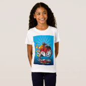 Flaming Motorradfahrer Girls T - Shirt (Vorne ganz)