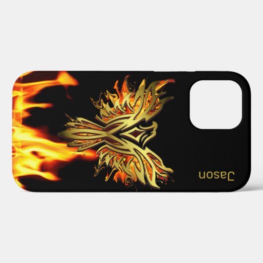 Flaming Phoenix auf Black Case Mate (Rückseite (Horizontal))