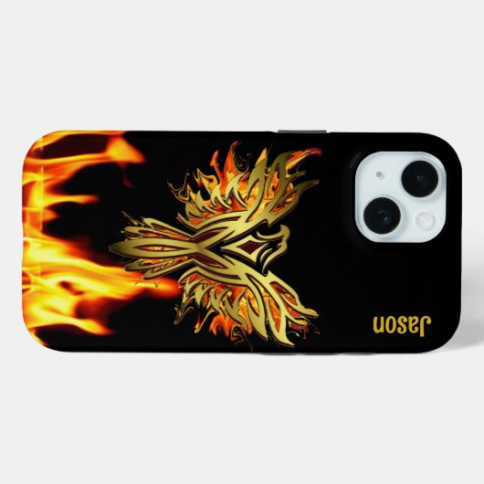 Flaming Phoenix auf Black Case Mate (Rückseite (Horizontal))