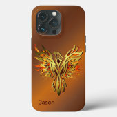 Flaming Phoenix auf Bronze Case-Mate iPhone Hülle (Rückseite)
