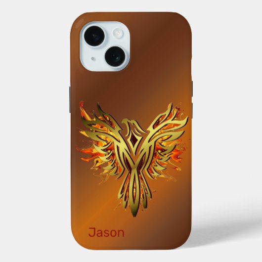 Flaming Phoenix auf Bronze Case-Mate iPhone Hülle (Rückseite)